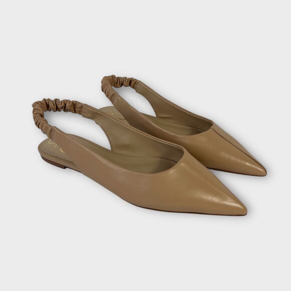 Sam Edelman Whitney Leather Slingback Pointed Toe Flat in Macadamia Size 9.5 - Picture 1 of 9